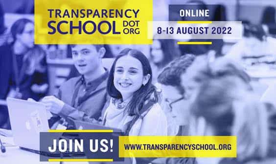 The applications to the Transparency International School on Integrity 2022 are open!   Transparency School is an annual state-of-the-art anti-corruption and accountability training for future leaders.